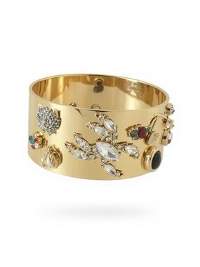 Cabi Goldtone Jeweled Hinged Cuff Bracelet